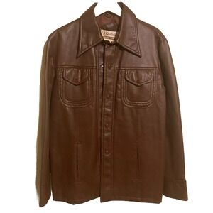 VTG 70's  Jacket Men's M Kentfield Brown Made In Korea Faux Leather